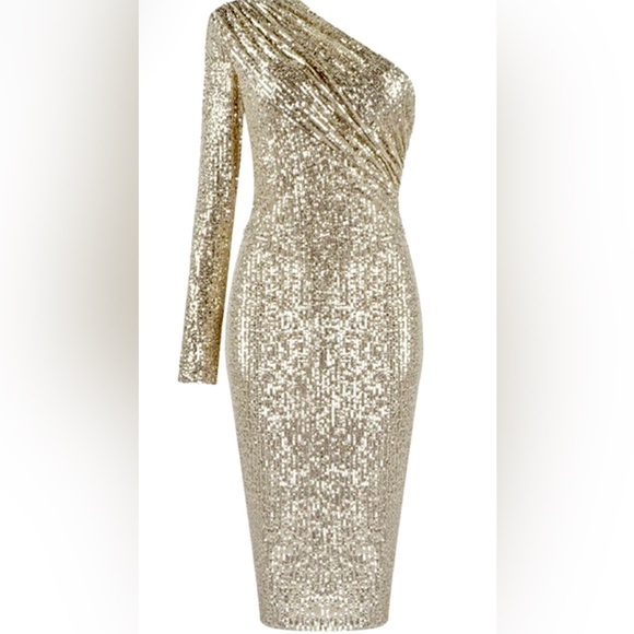 Karma One Shoulder Sequins Mesh Party Dress - Picture 7 of 8